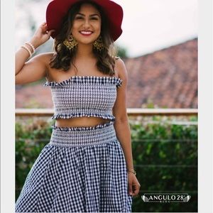 Zara Gingham Smocked Tube Top